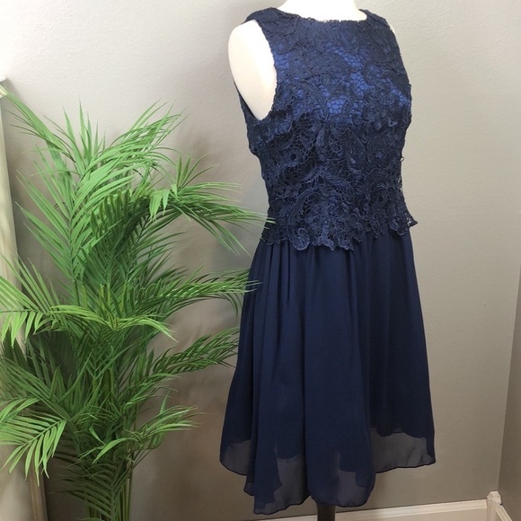 The London Company Dress Midi Navy Lace Evening 8 - Picture 4 of 11